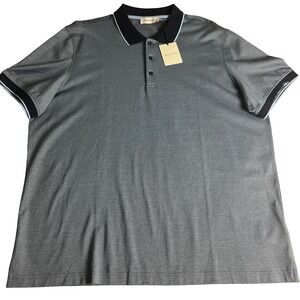 Bugatchi Men's Polo Size XXL Classic Fit Comfort Stretch Golf DF2015F20 Navy A51